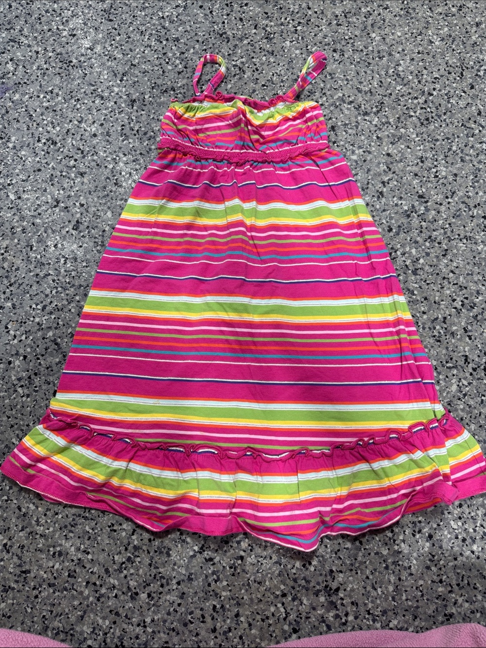 GAP Pink Multi-Stripe Sundress with Ruffle Hem girls